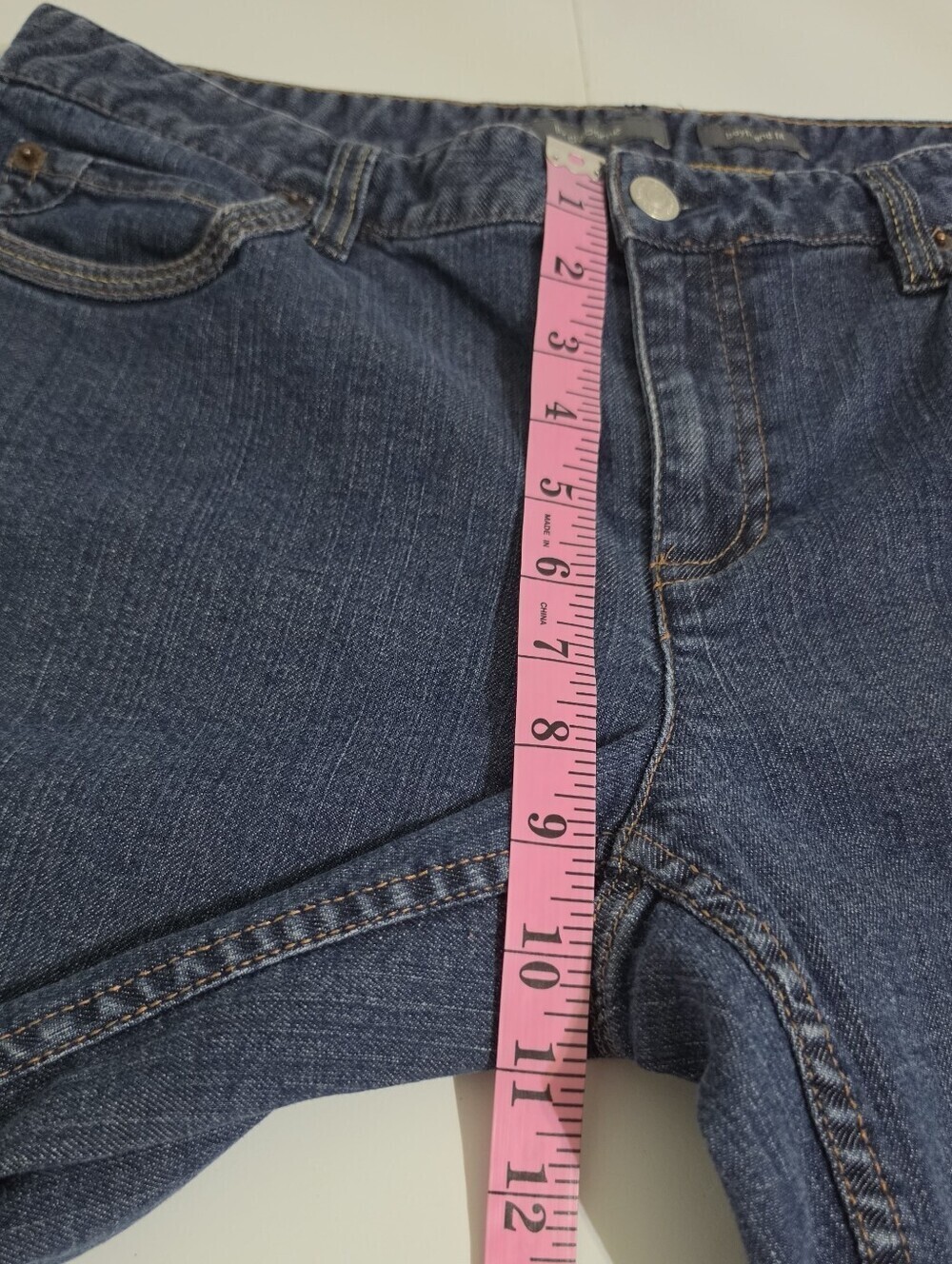 Liz Claiborne Boyfriend Fit Jeans Womens 8R Stretch Denim Embroidered Pockets - Picture 10 of 12